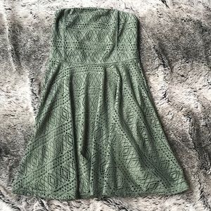 Express Olive Green Strapless Dress